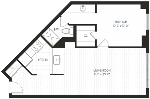 floor plan of a 1 story floor plan with an attic and a bedroom with a